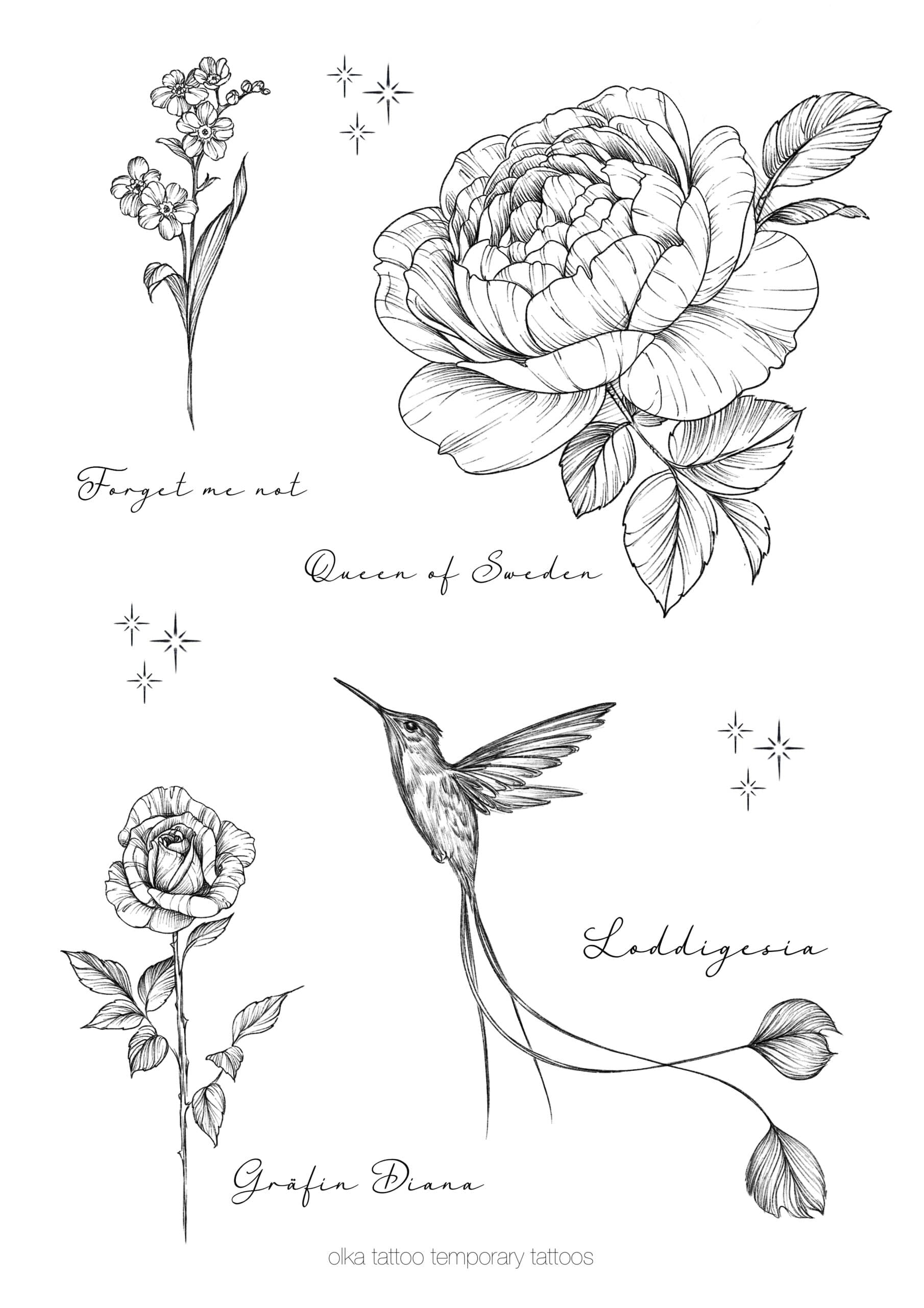 Tymczasowe tatuaże – Arkusz Botaniczny