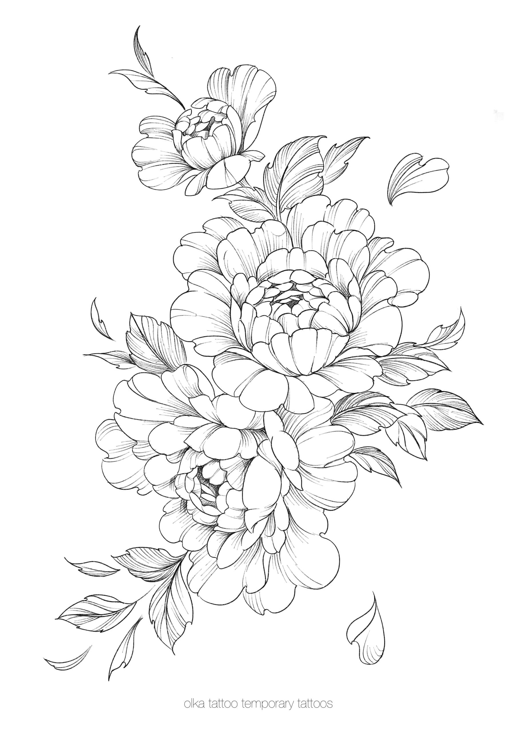 Tymczasowe tatuaże – Arkusz Piwonie
