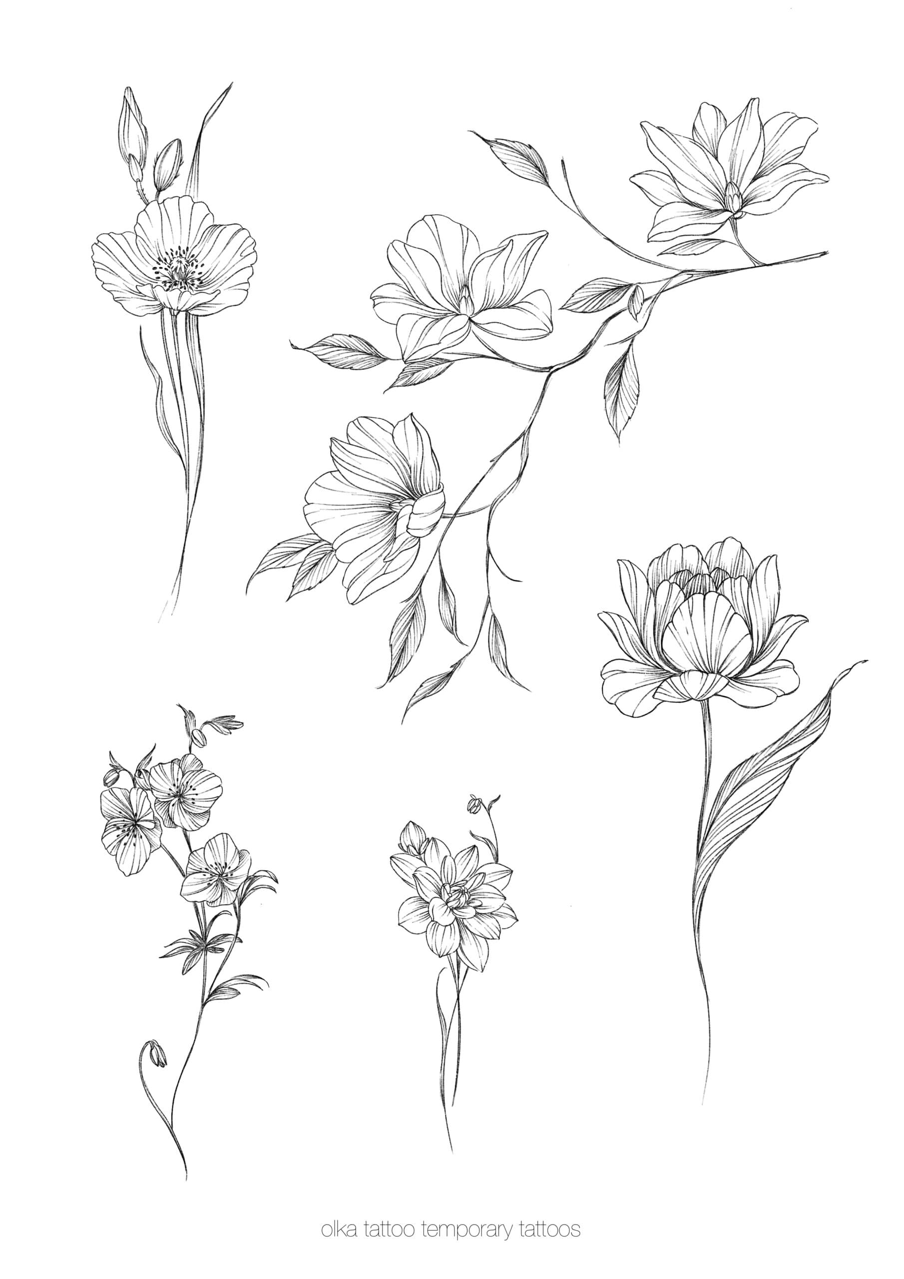 Tymczasowe tatuaże – Arkusz Kwiaty